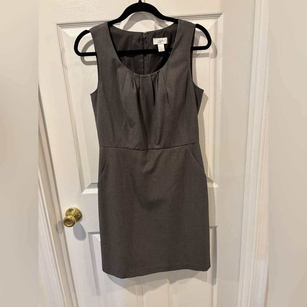 LOFT Charcoal Sheath Dress